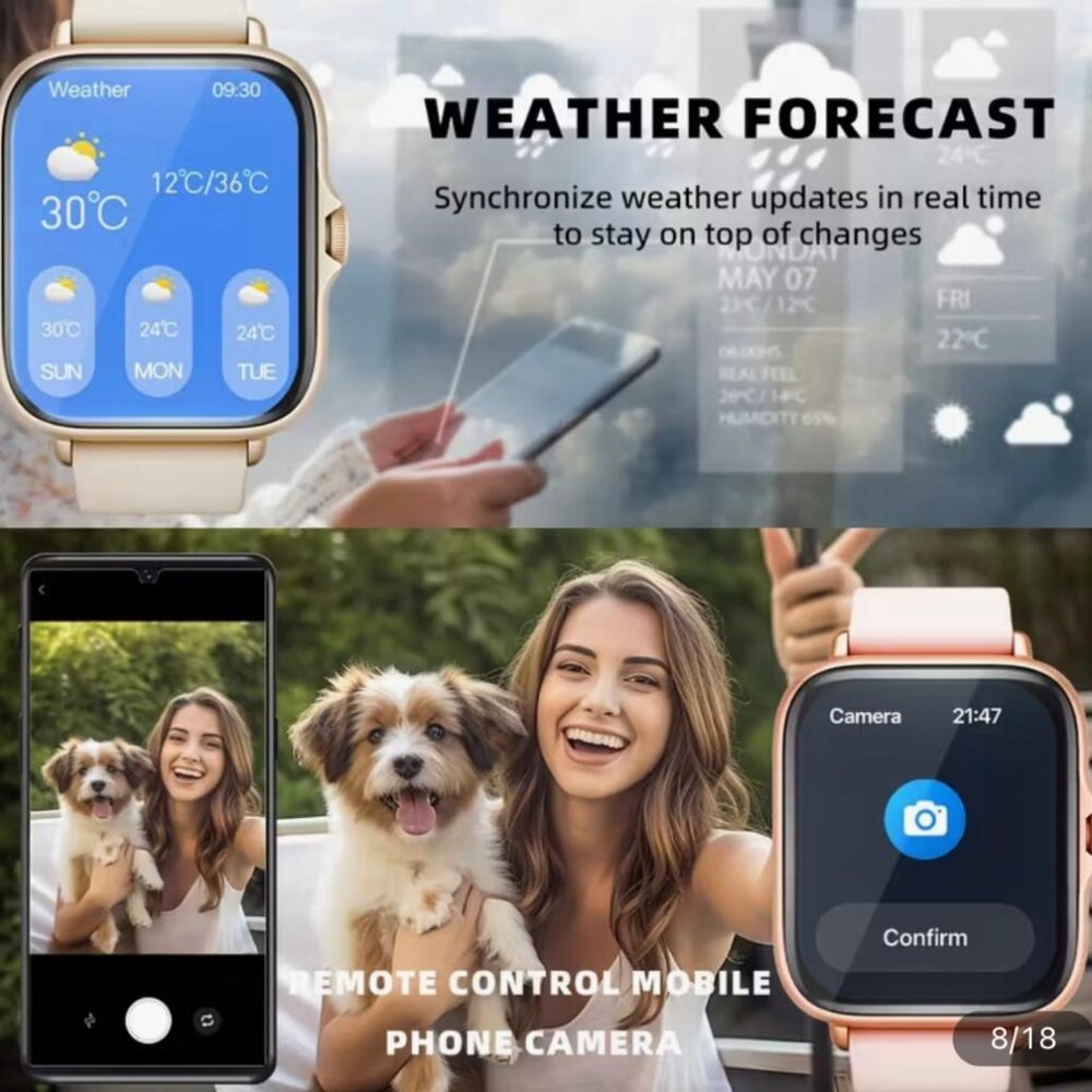 NEW - Smart Watch 1.83'' Touch Screen,Calls, Sleep Monitor iPhone Android- WHITE - Picture 5 of 6
